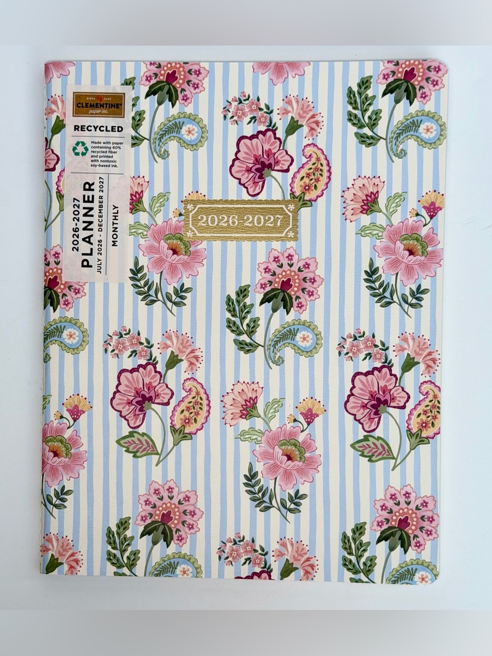 2026-2027 Clementine Paper inc. 17-month Large Size Planner (Blue Stripes)